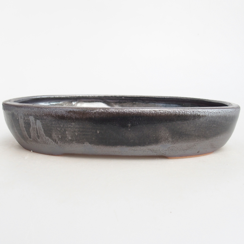 Ceramic bonsai bowl 22 x 17 x 4 cm, black