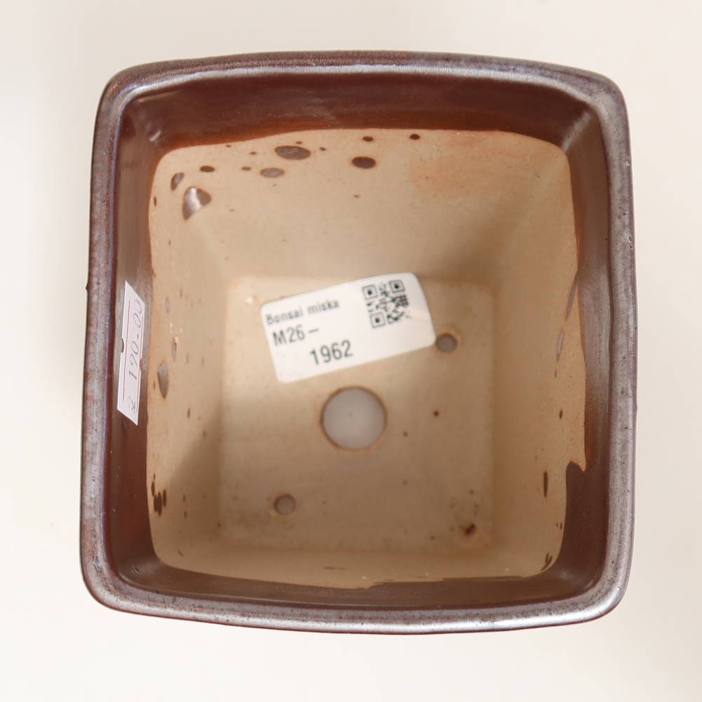 Ceramic bonsai pot, 9 x 9 x 11 cm, metallic color