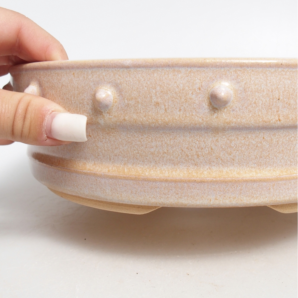 Ceramic bonsai bowl 22 x 22 x 6,5 cm, colour beige