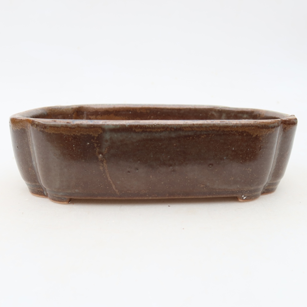 Ceramic bonsai pot, 16 x 11.5 x 4 cm, brown