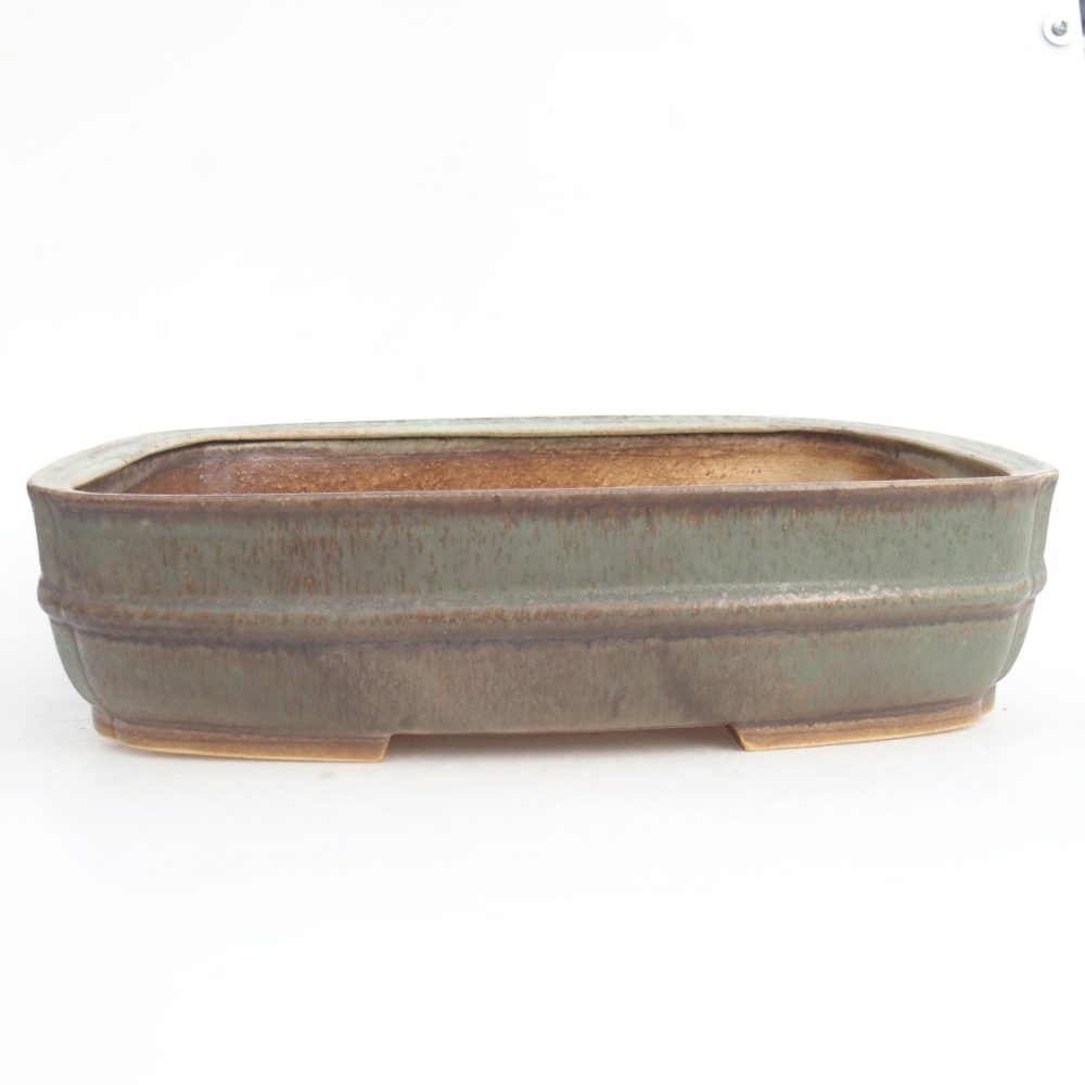 Ceramic bonsai bowl 29,5 x 24 x 7 cm, green