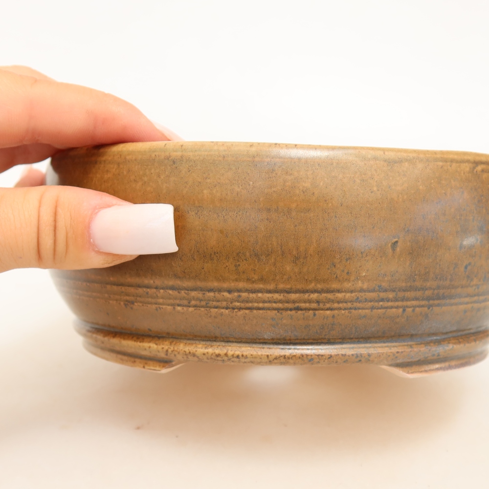 Ceramic bonsai pot, 16 x 16 x 6 cm, brown
