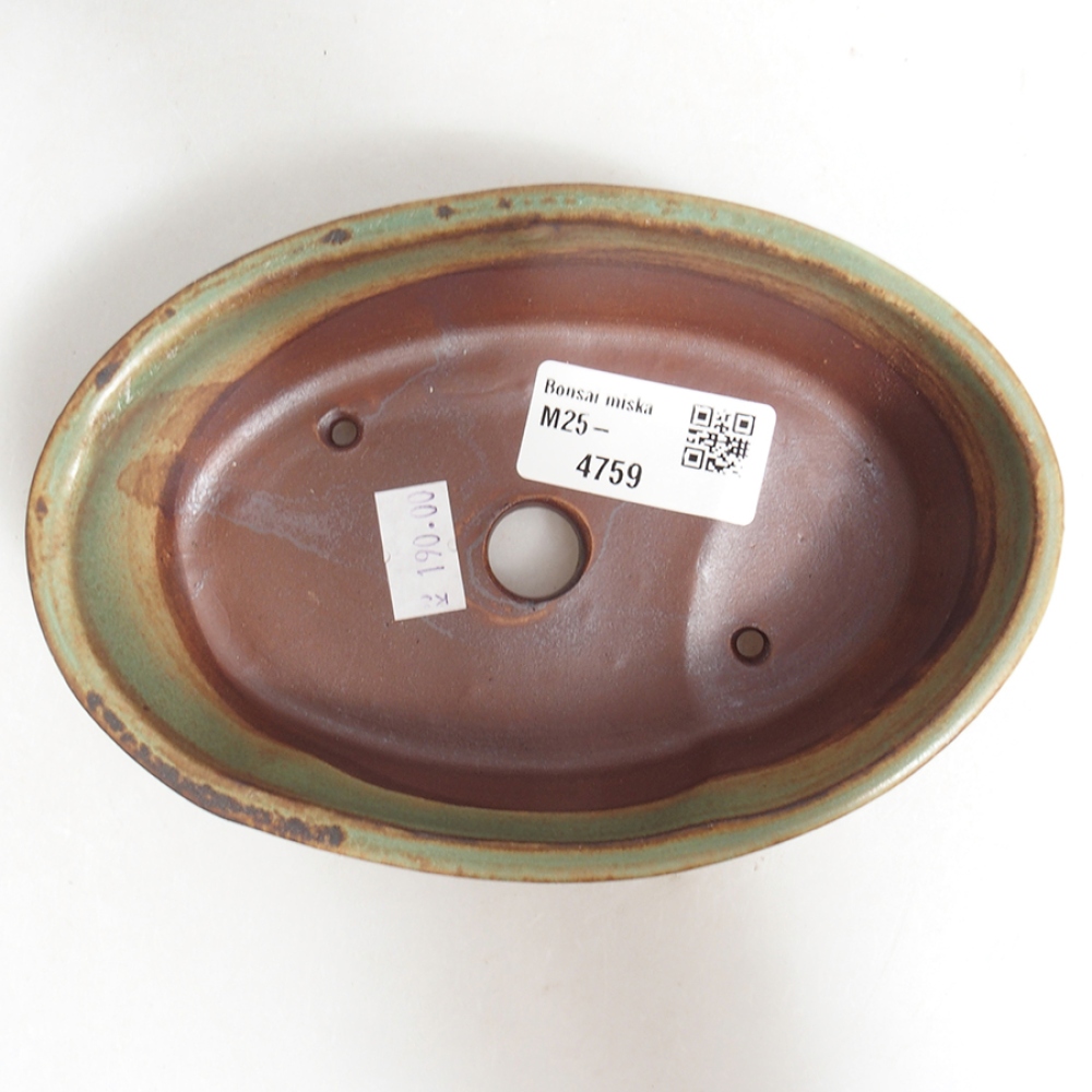 Ceramic bonsai bowl 15 x 9,5 x 4 cm, color green