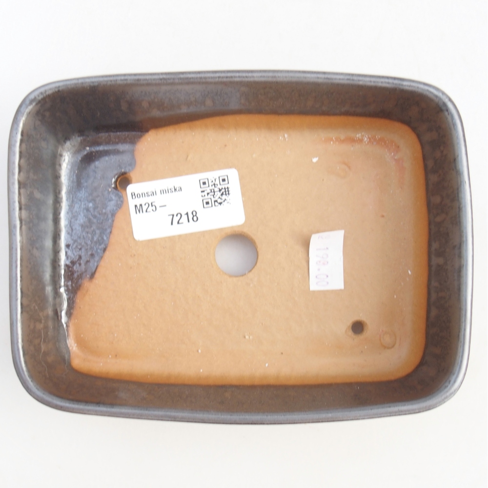 Ceramic bonsai bowl 14,5 x 10,5 x 4,5 cm, metal colour