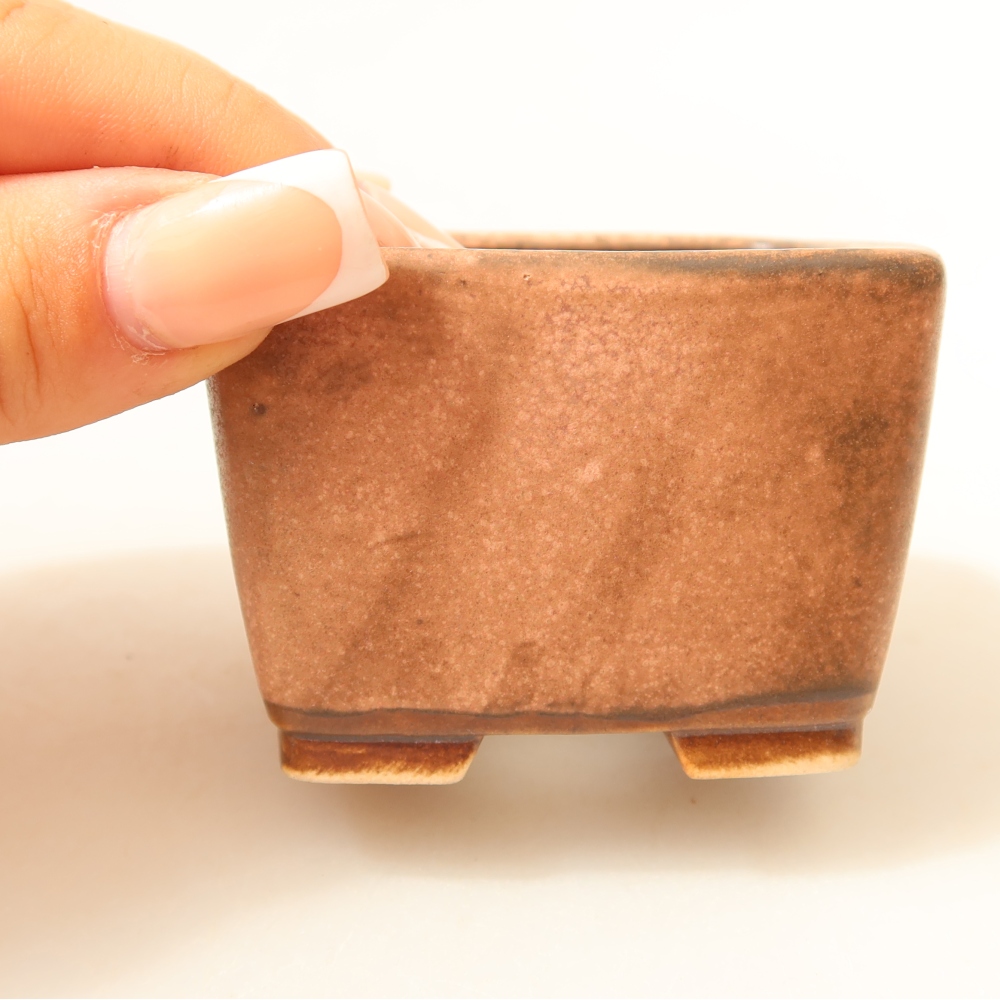 Ceramic bonsai pot, 6.5 x 6.5 x 4.5 cm, pink