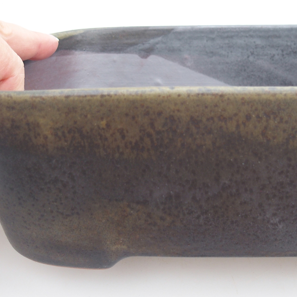 Ceramic bonsai bowl 23 x 18 x 7,5 cm, green