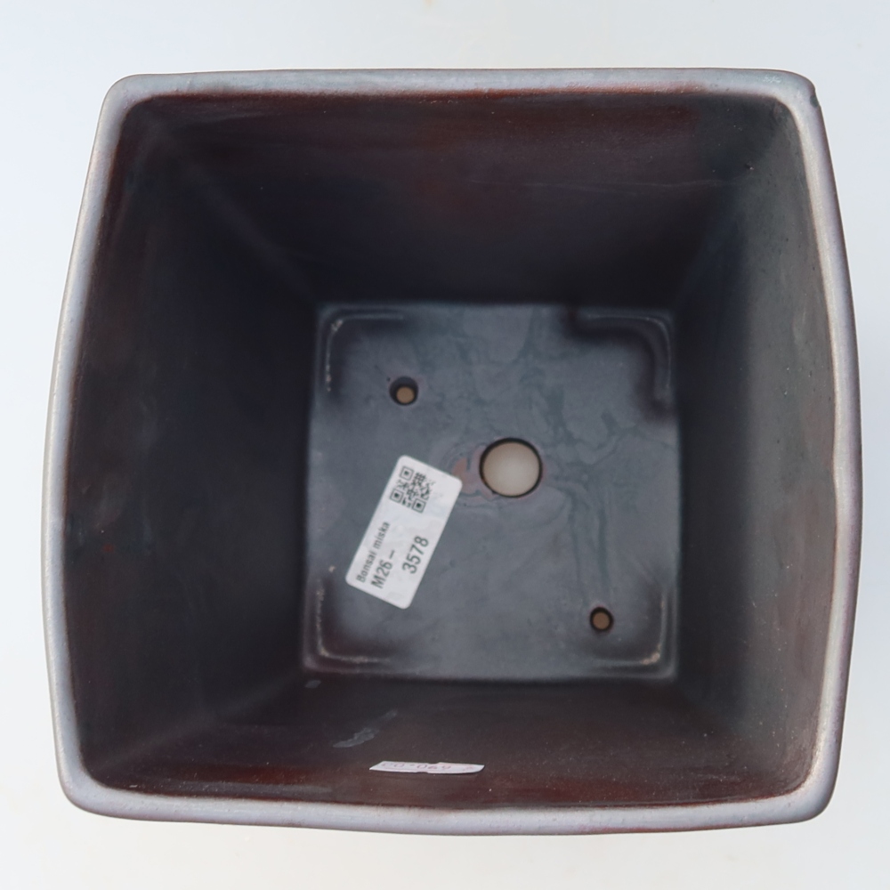 Ceramic bonsai bowl 15 x 15 x 19,5 cm, metal colour