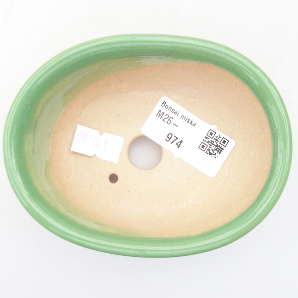 Ceramic bonsai bowl 11 x 8,5 x 4 cm, green