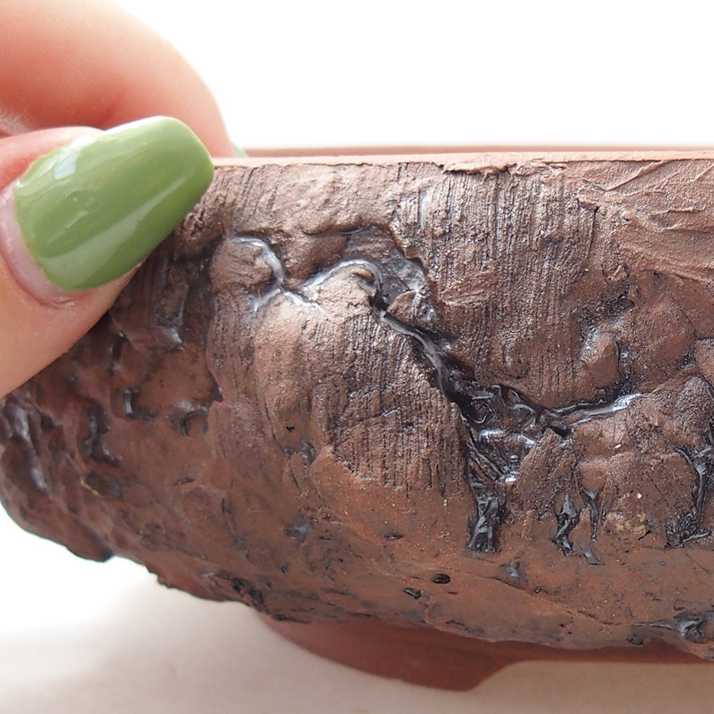 Ceramic bonsai bowl 16,5 x 16,5 x 5,5 cm, brown