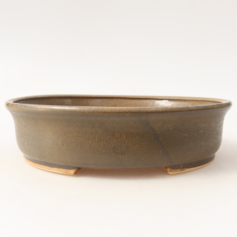 Ceramic bonsai bowl 17,5 x 16 x 4,5 cm, brown