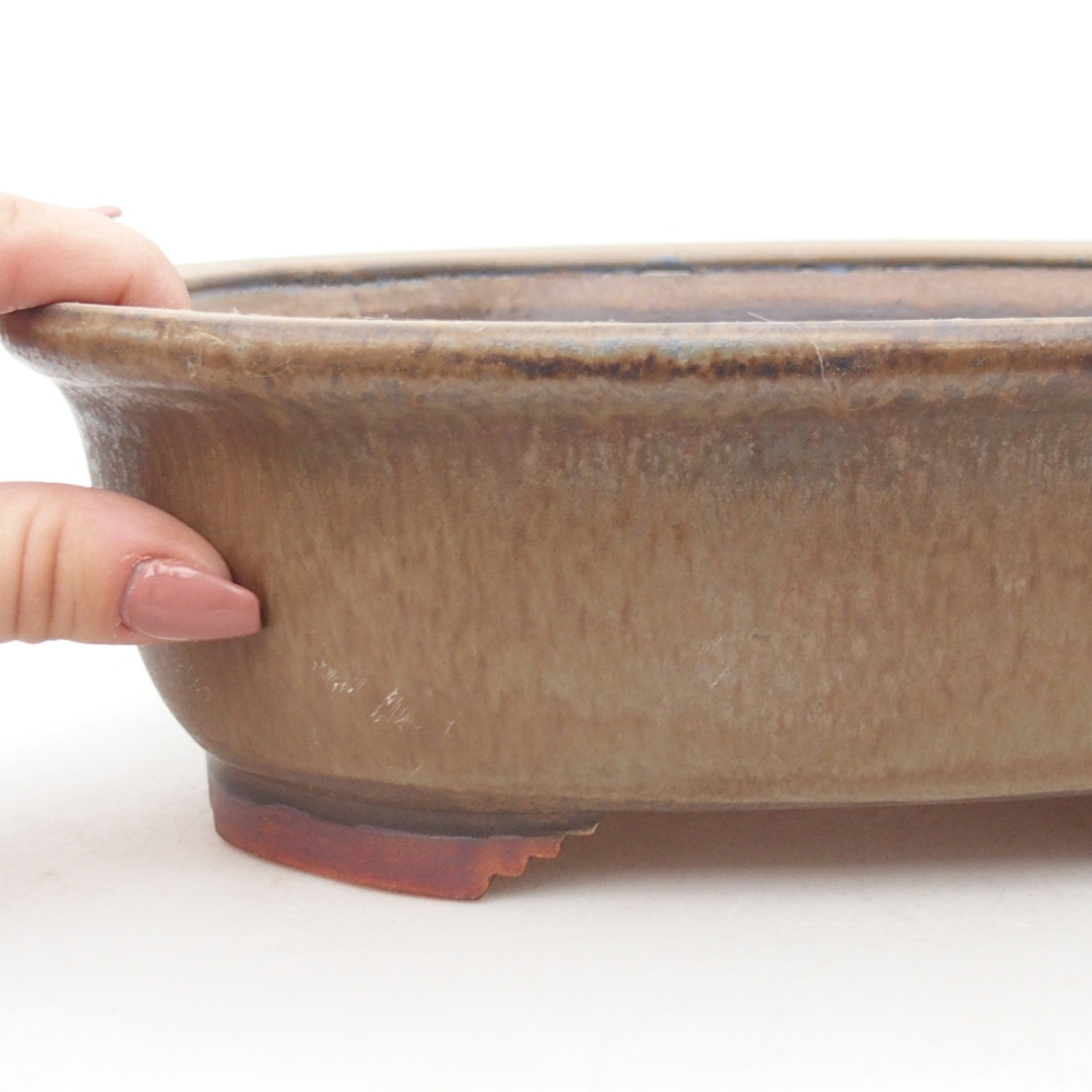 Ceramic bonsai bowl 25 x 21,5 x 7,5 cm, brown