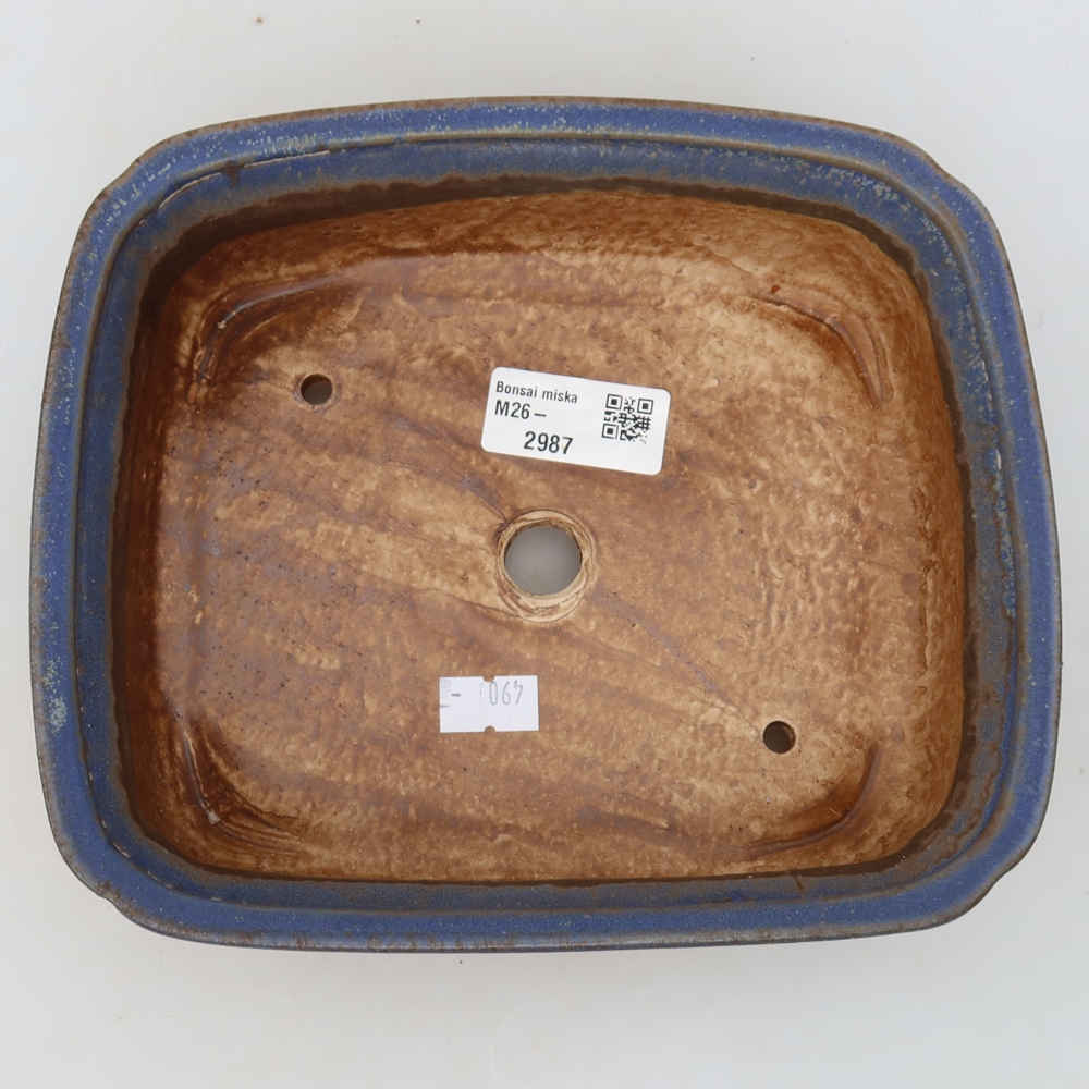 Ceramic bonsai pot, 20 x 17.5 x 6 cm, blue