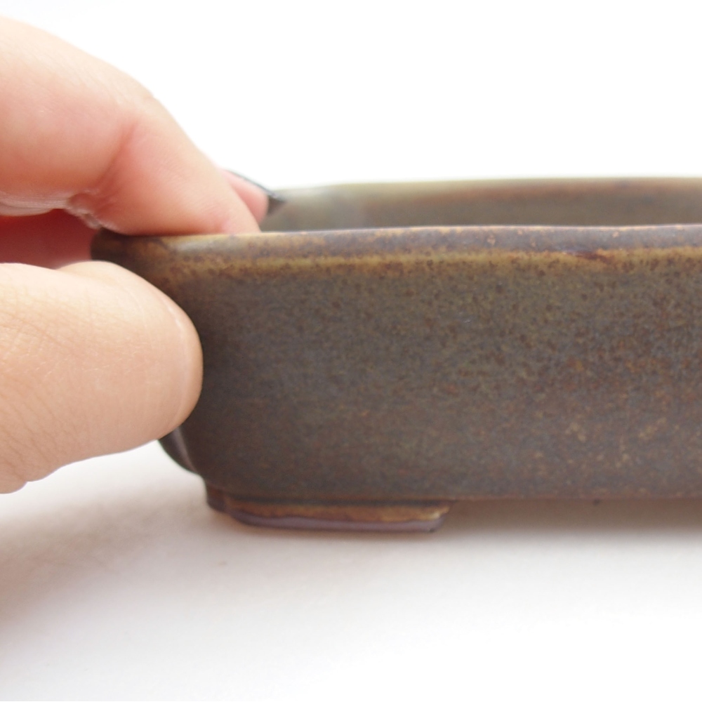Ceramic bonsai bowl 15 x 12 x 4,5 cm, color green