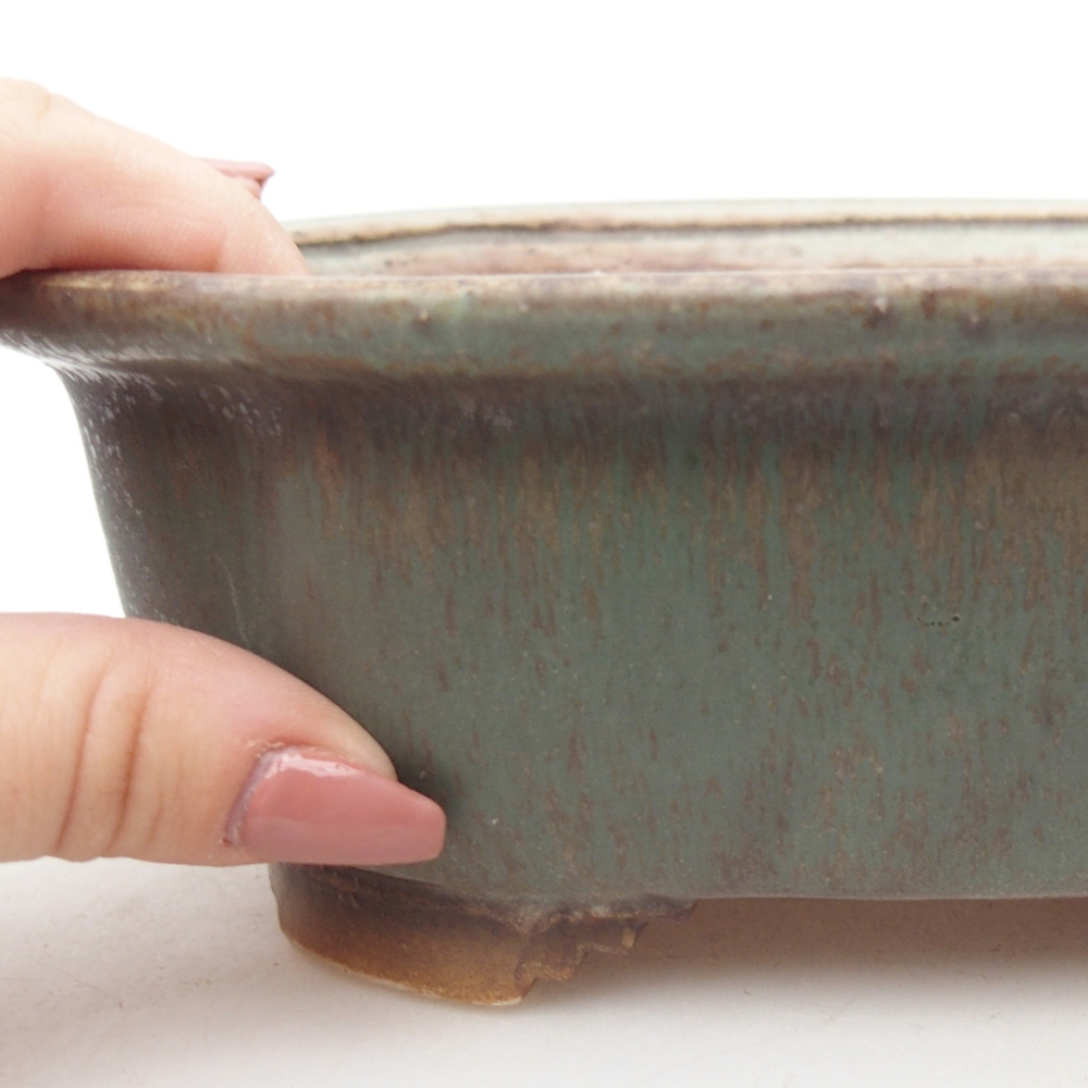 Ceramic bonsai bowl 20 x 16,5 x 7 cm, green