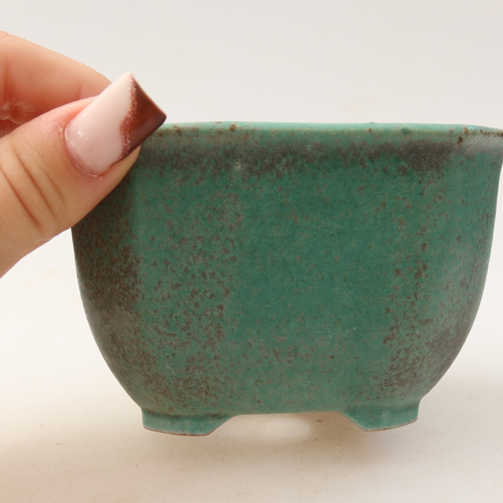 Ceramic bonsai pot, 10 x 10 x 6.5 cm, green