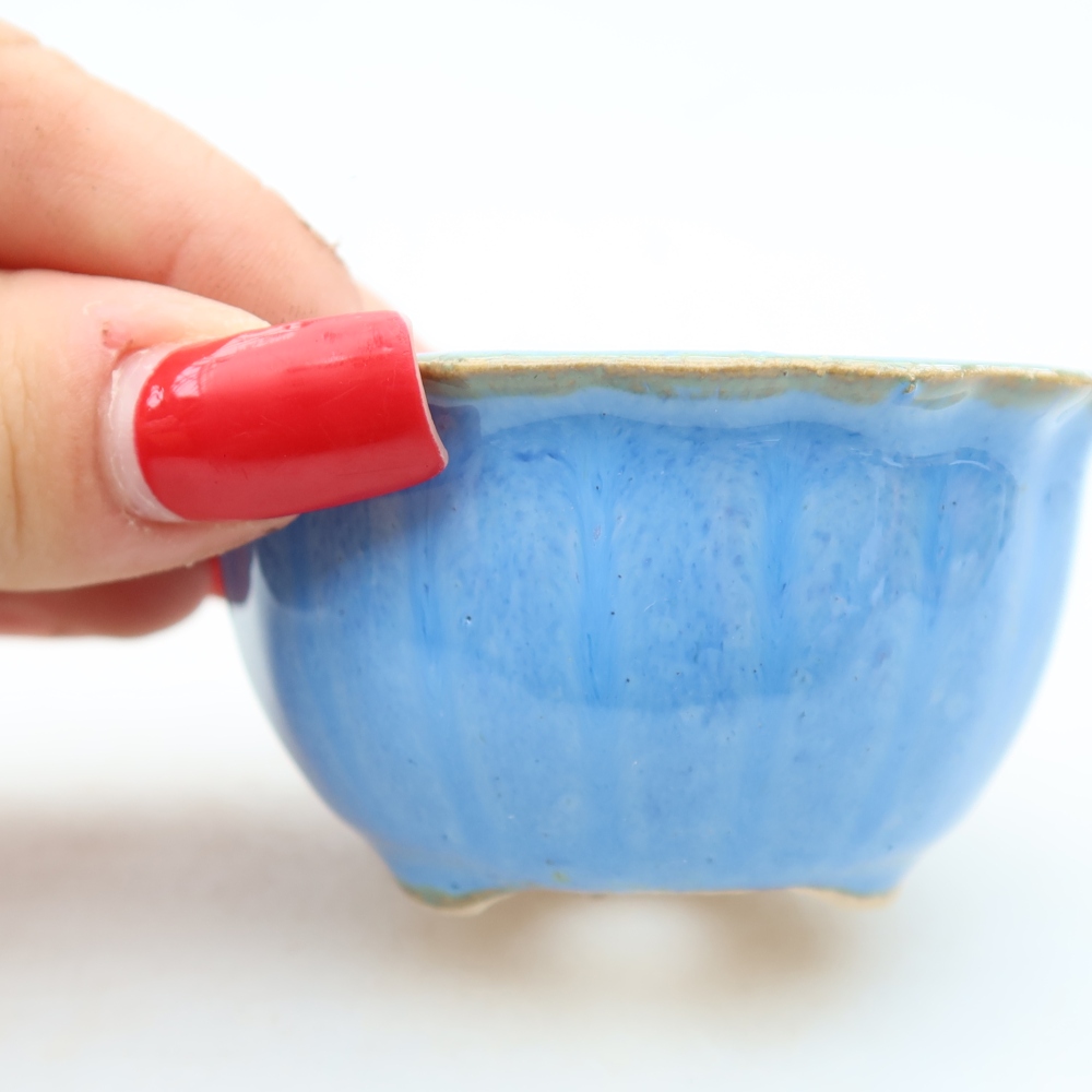 Ceramic bonsai pot, 7 x 7 x 4 cm, blue