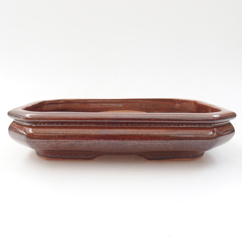Ceramic bonsai bowl 19 x 13,5 x 4,5 cm, color brown