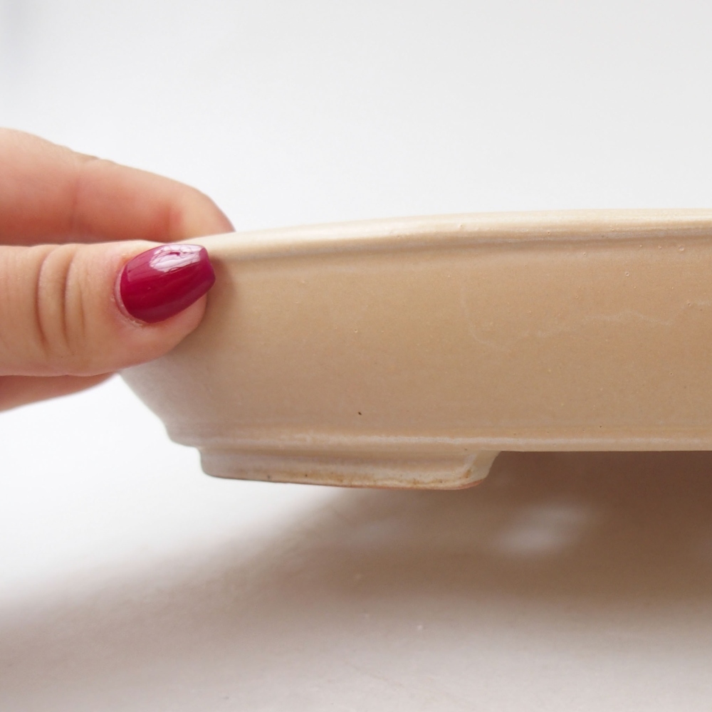 Ceramic bonsai bowl 24,5 x 20 x 4 cm, color beige