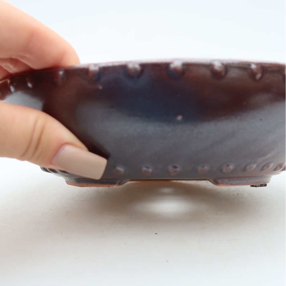 Ceramic bonsai bowl 17,5 x 17,5 x 5 cm, brown