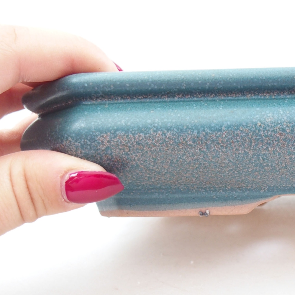 Ceramic bonsai bowl 18,5 x 13,5 x 4 cm, color blue
