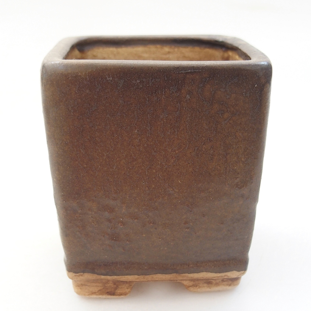 Ceramic bonsai bowl 6,5 x 6,5 x 7 cm, color brown