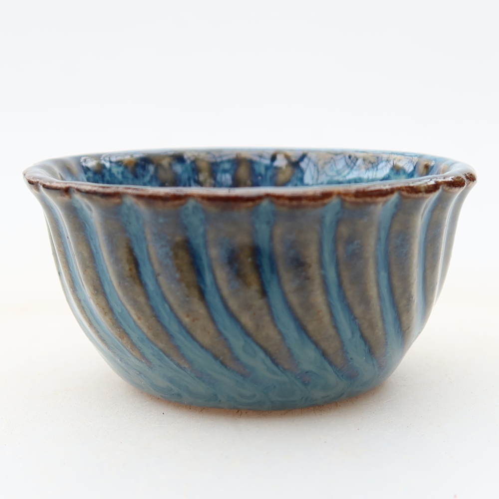 Ceramic bonsai pot, 5.5 x 5.5 x 3 cm, blue
