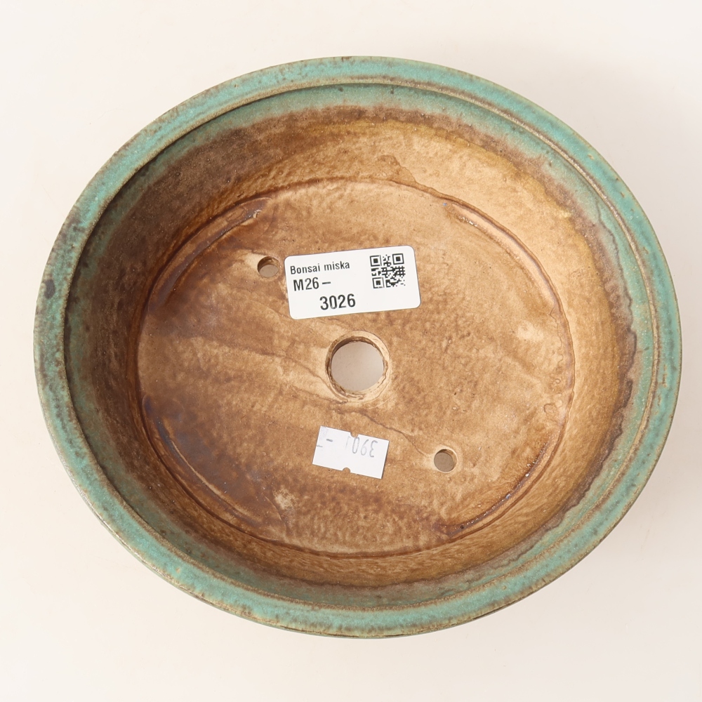 Ceramic bonsai pot, 17.5 x 16.5 x 4.5 cm, green