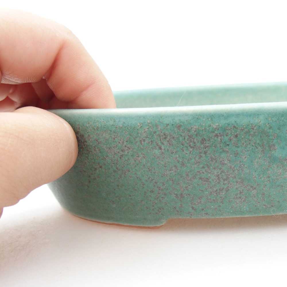 Ceramic bonsai bowl 17 x 14 x 4 cm, color green