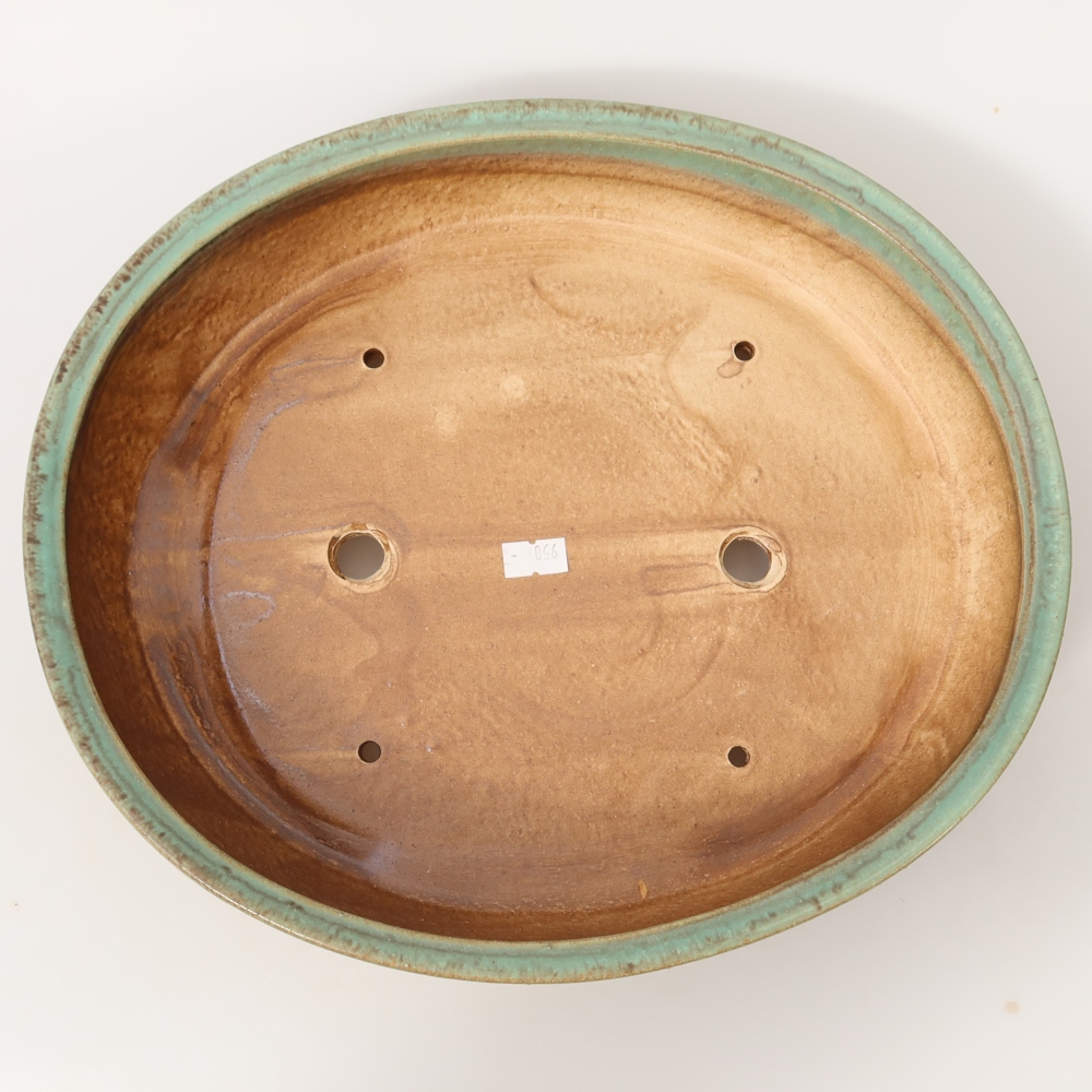 Ceramic bonsai bowl 31,5 x 27,5 x 6 cm, green