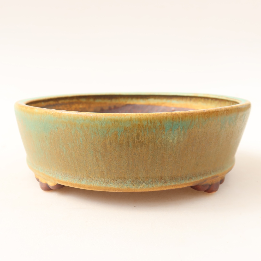 Ceramic bonsai bowl 15,5 x 15,5 x 5 cm, green