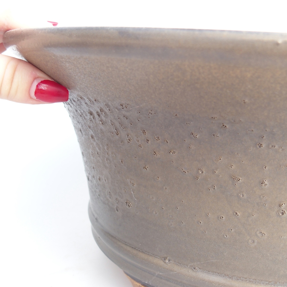 Ceramic bonsai bowl 31,5 x 31,5 x 14 cm, brown