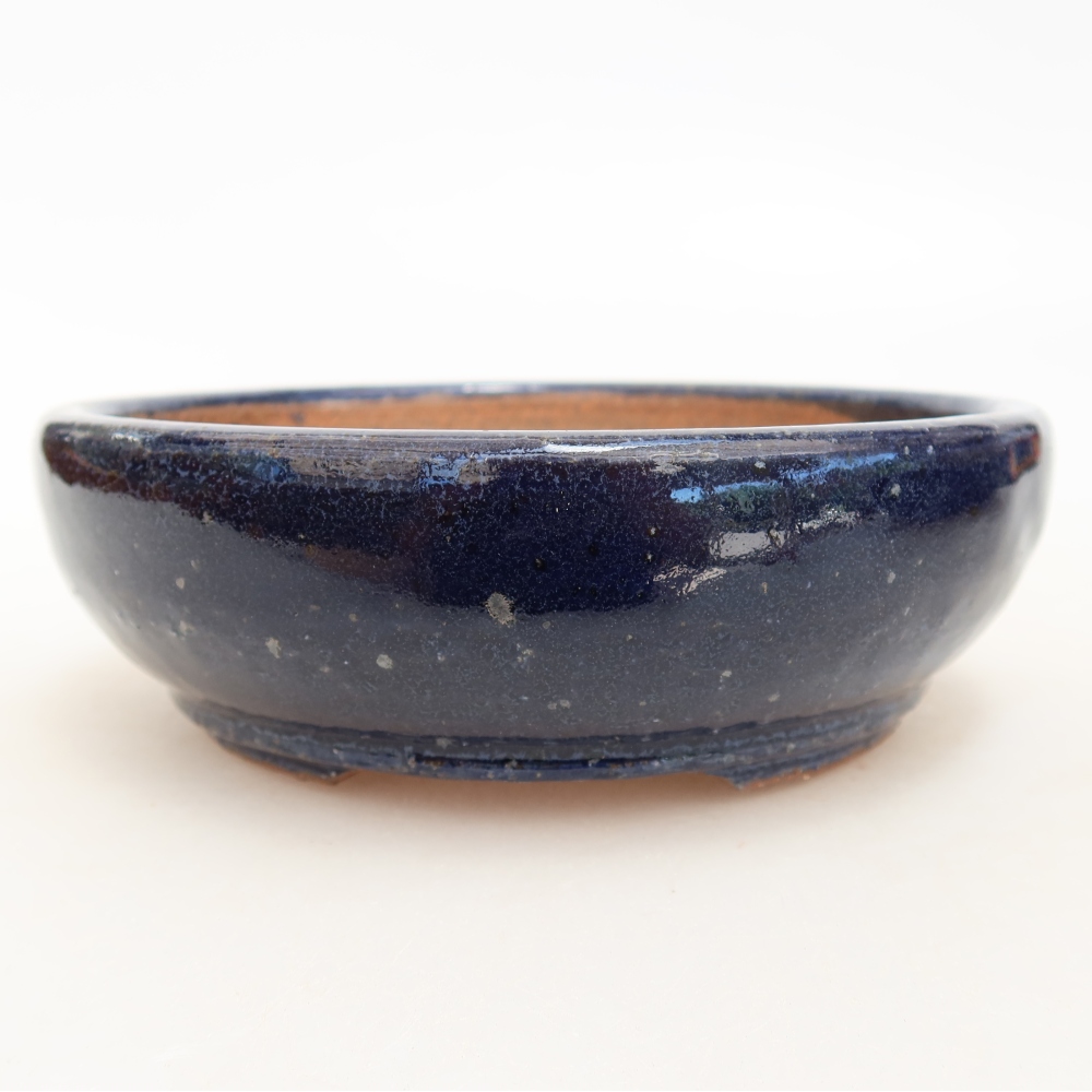 Ceramic bonsai pot, 14.5 x 14.5 x 4.5 cm, blue