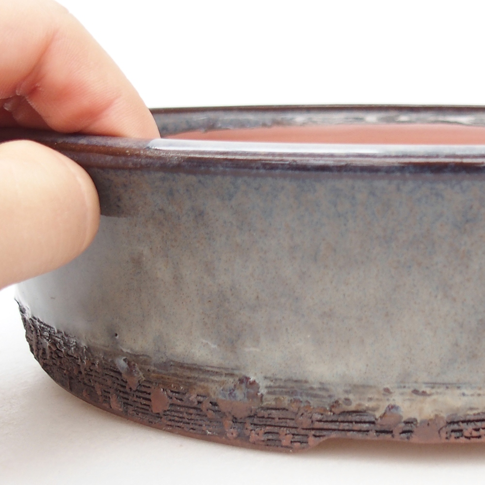 Ceramic bonsai bowl 25,5 x 25,5 x 5,5 cm, grey