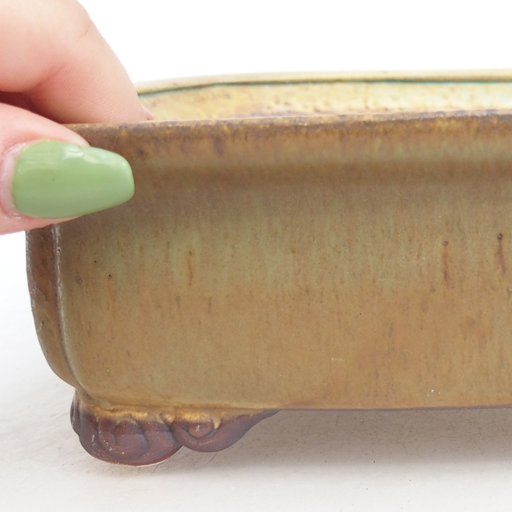 Ceramic bonsai bowl 20 x 17 x 6 cm, green