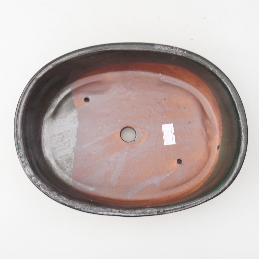Ceramic bonsai bowl 22 x 17 x 5 cm, metallic green