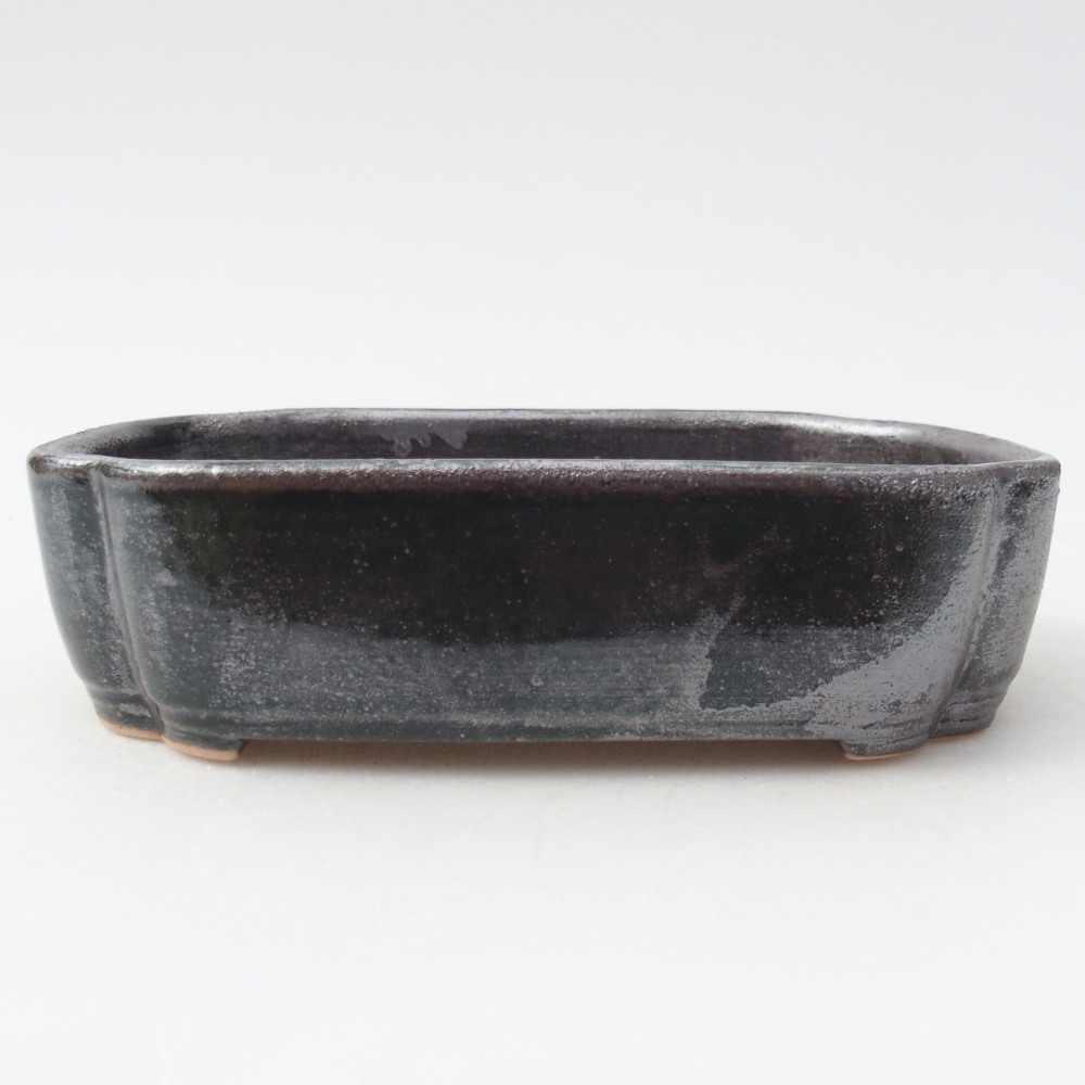 Ceramic bonsai bowl 16 x 11,5 x 4 cm, metallic green