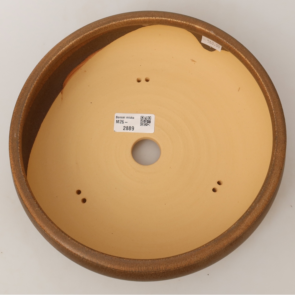 Ceramic bonsai pot, 24 x 24 x 7.5 cm, brown