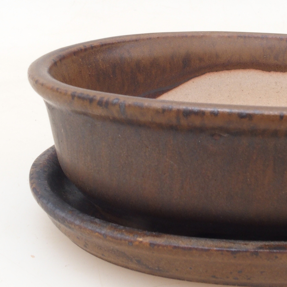 Bonsai bowl + saucer H04 - brown