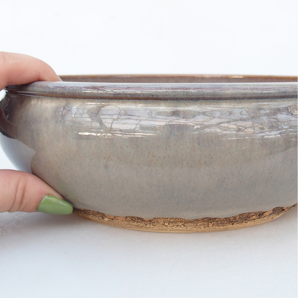 Ceramic bonsai bowl 22 x 22 x 7,5 cm, grey