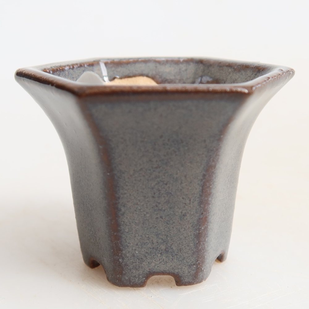 Ceramic bonsai pot, 4.5 x 4 x 3.5 cm, gray