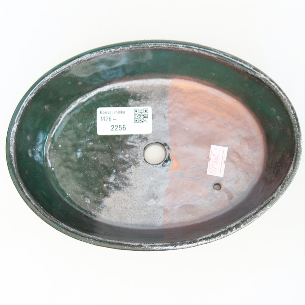 Ceramic bonsai pot, 18.5 x 13.5 x 4.5 cm, green