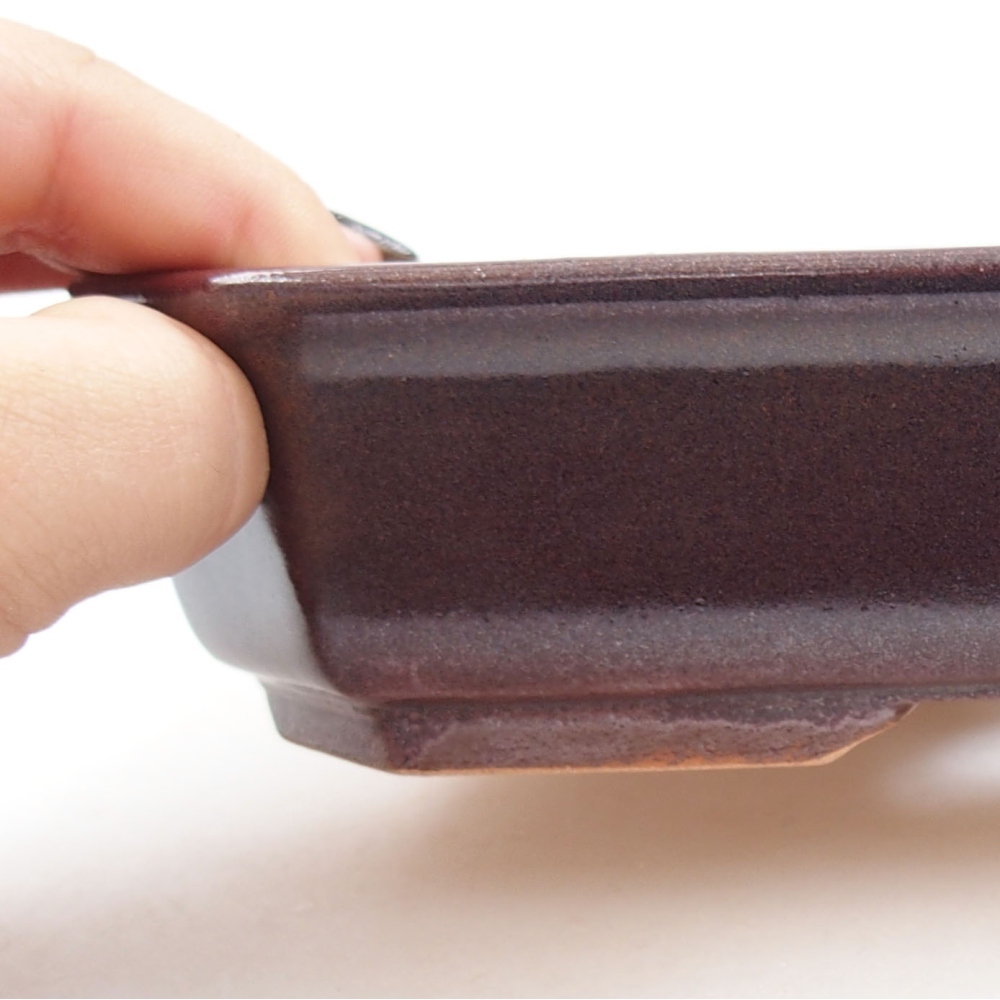 Ceramic bonsai bowl 19 x 13,5 x 4,5 cm, color brown