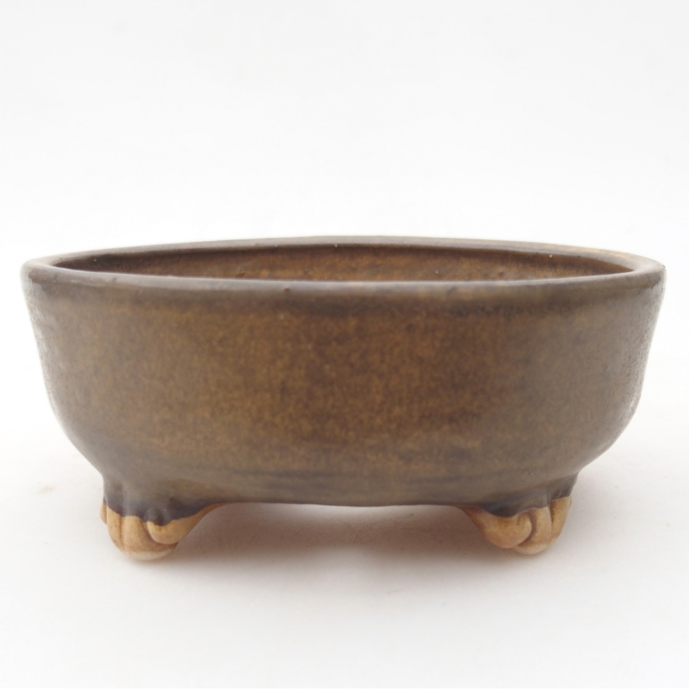 Ceramic bonsai bowl 11 x 11 x 4,5 cm, brown