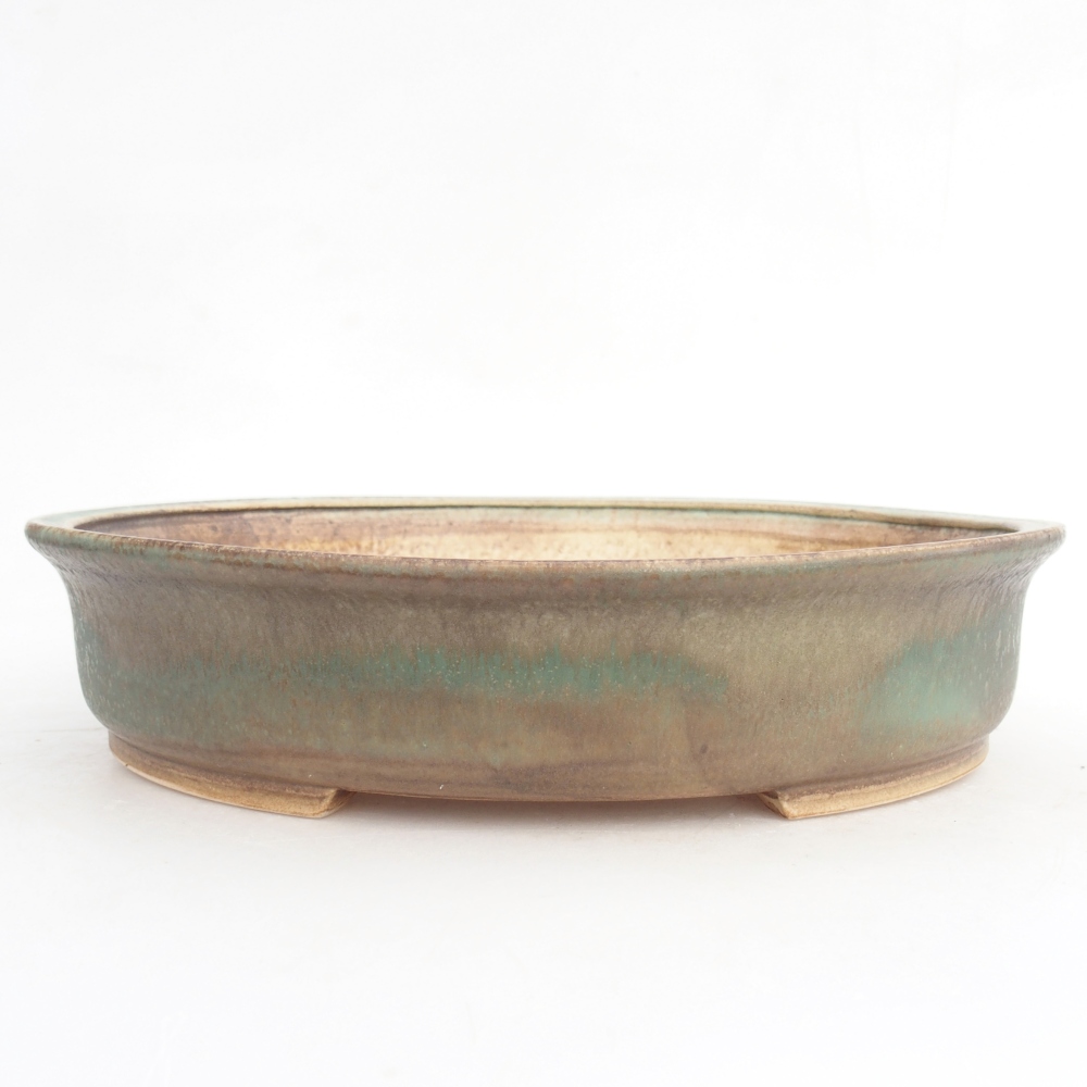 Ceramic bonsai bowl 26,5 x 24 x 5,5 cm, green