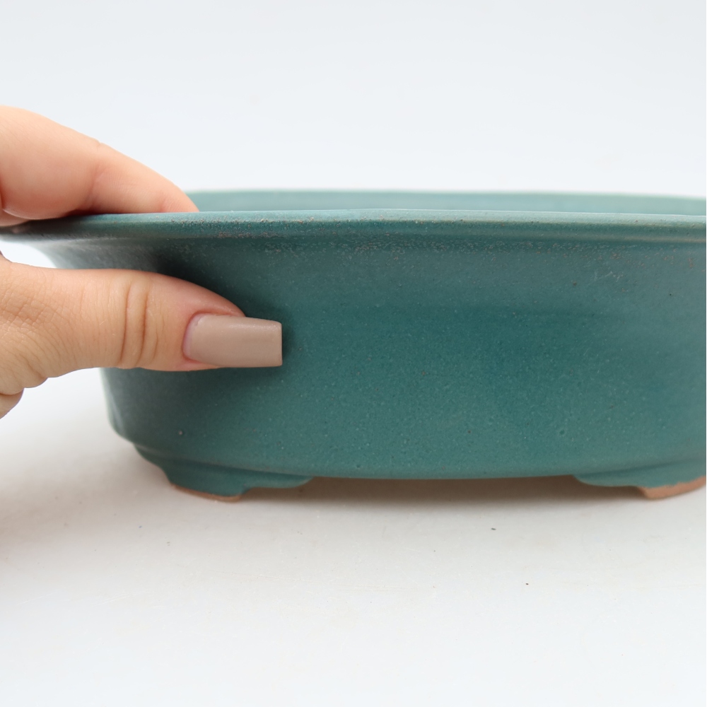 Ceramic bonsai pot, 22.5 x 17.5 x 6.5 cm, blue