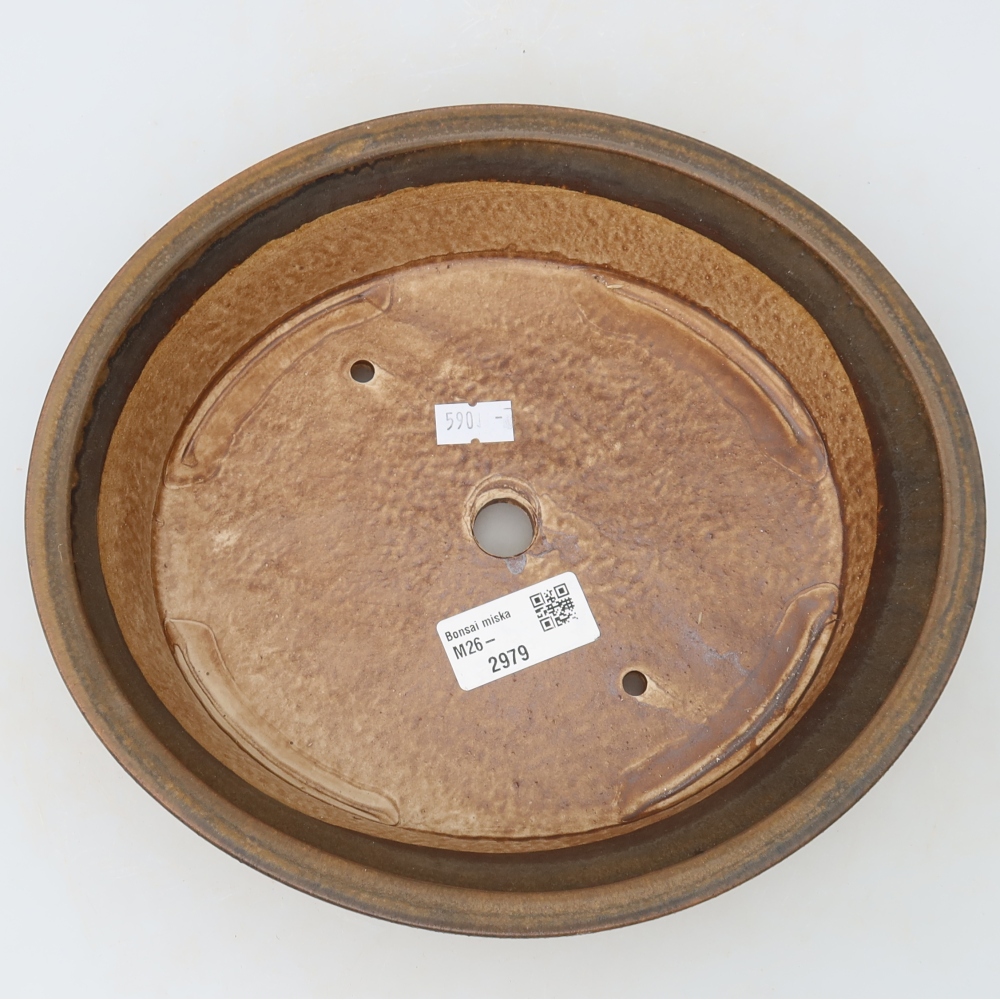 Ceramic bonsai pot, 24 x 21.5 x 5.5 cm, brown