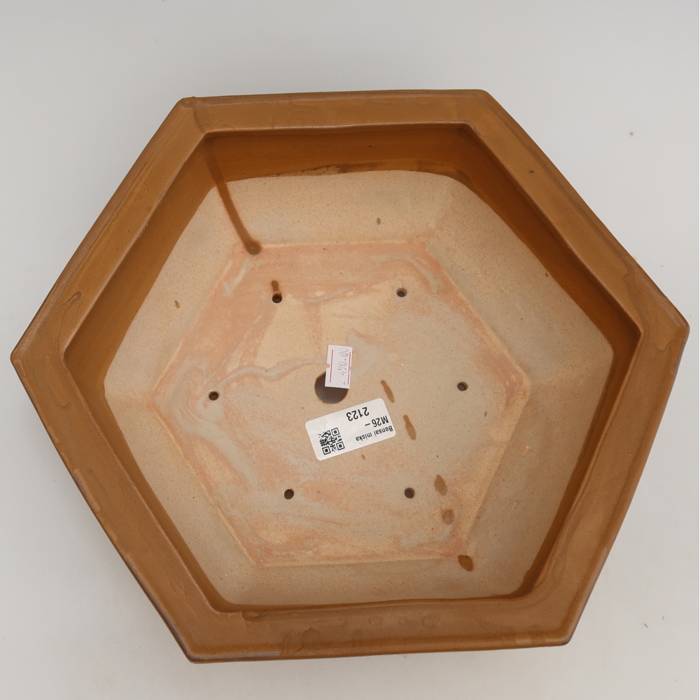 Ceramic bonsai pot, 28 x 24.5 x 9 cm, brown