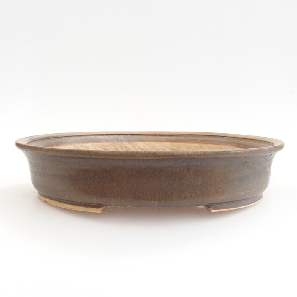 Ceramic bonsai bowl 25,5 x 23 x 5,5 cm, brown