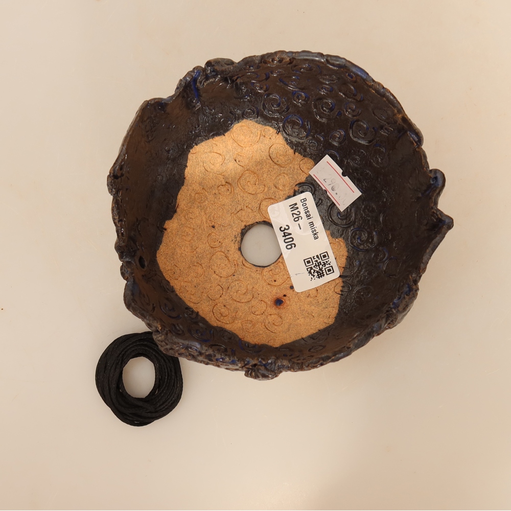 Ceramic Kokedama Pot, 12 x 11 x 7.5 cm, blue