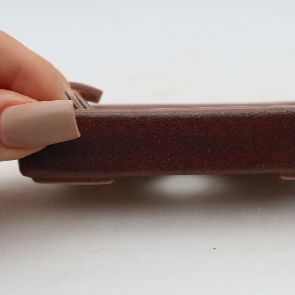 Ceramic bonsai pot, 10 x 7 x 2 cm, burgundy